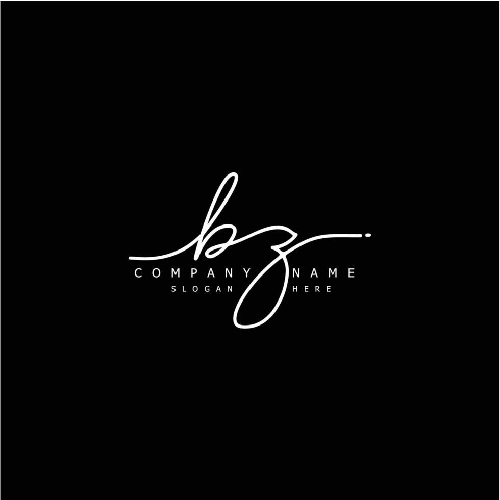 Initial BZ handwriting of signature logo vector