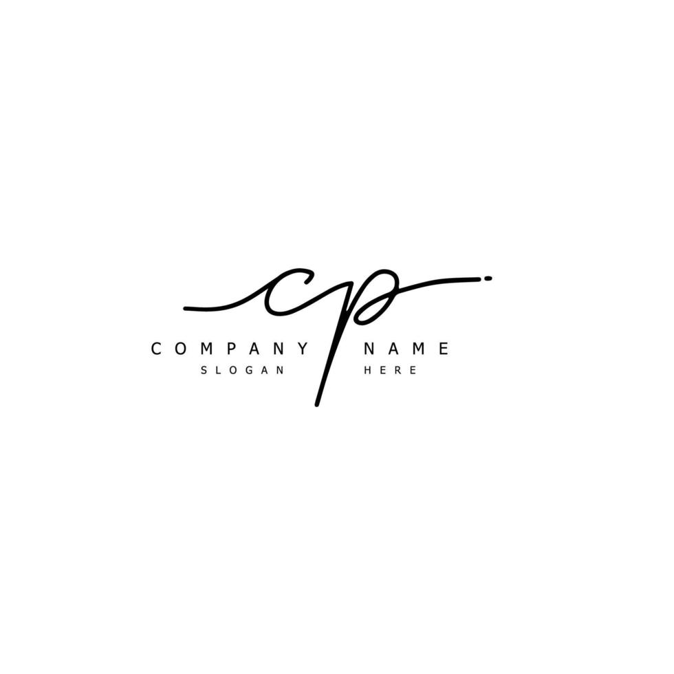 Initial CP handwriting of signature logo vector