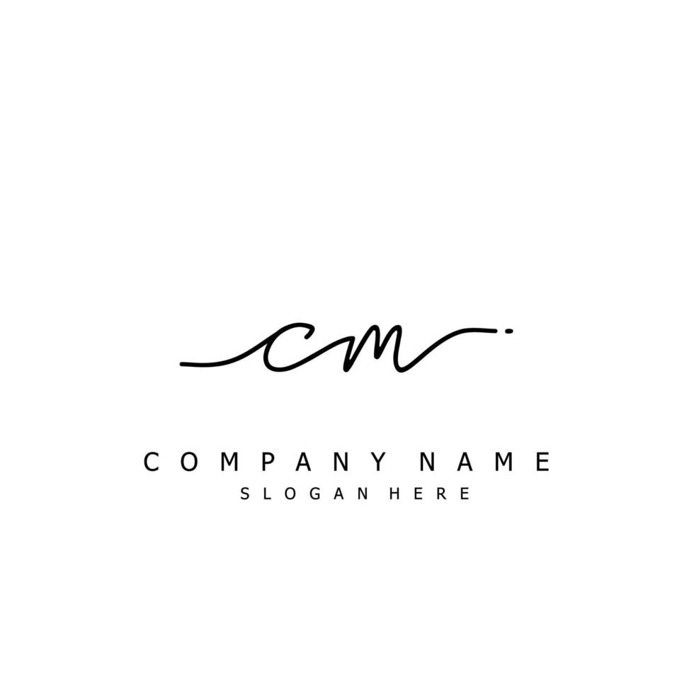 Initial CM handwriting of signature logo vector