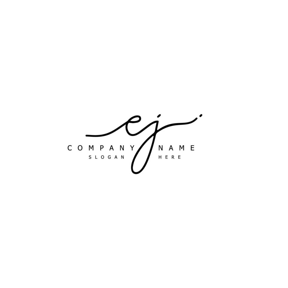 Initial EJ handwriting of signature logo vector