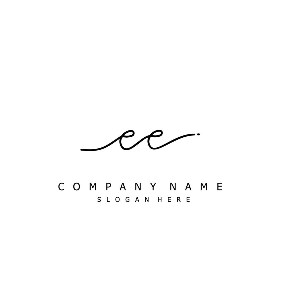 Initial EE handwriting of signature logo vector