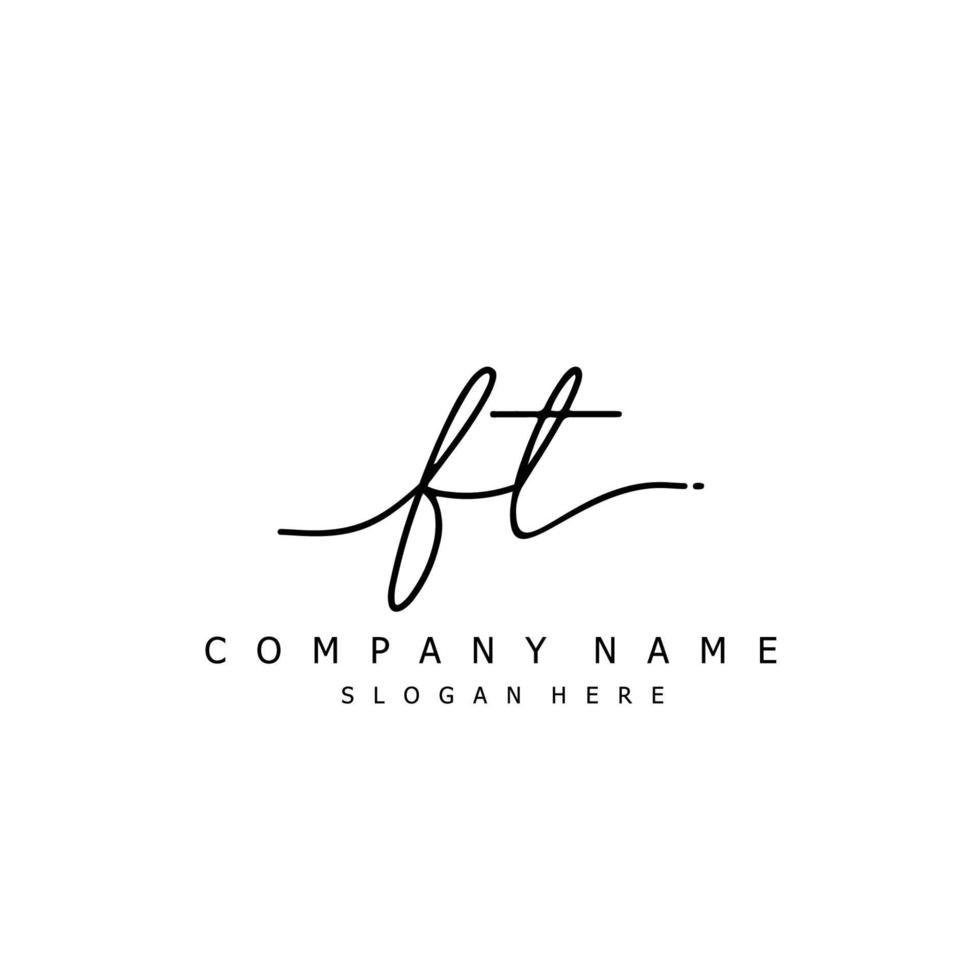 Initial FT handwriting of signature logo vector