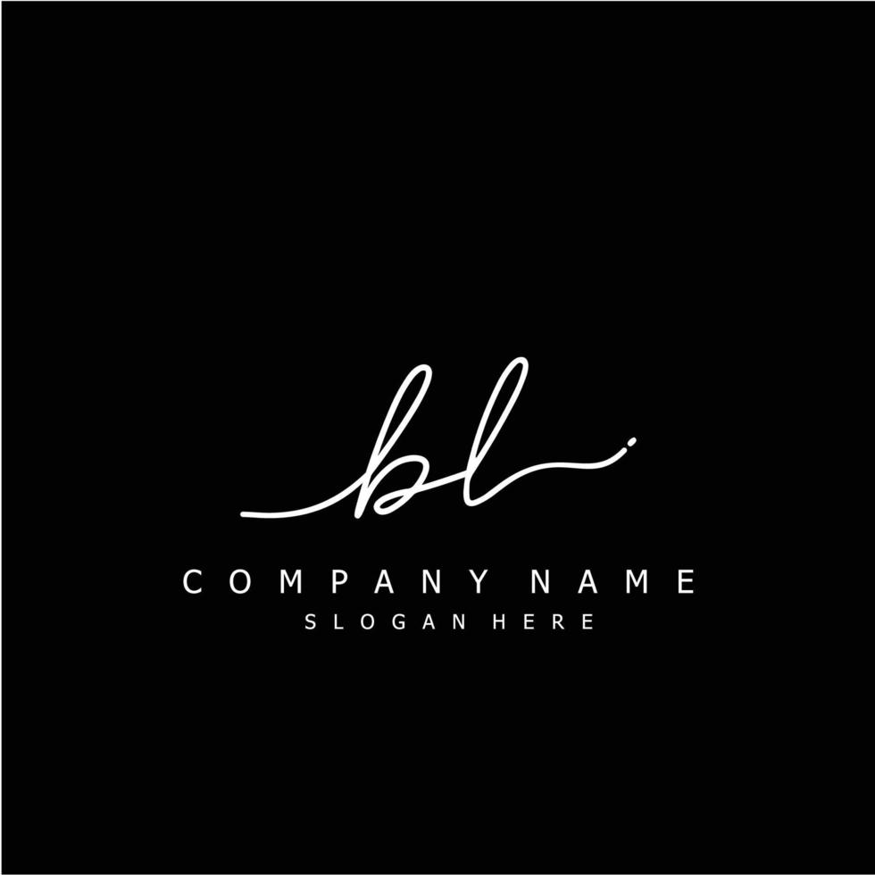 Initial BL handwriting of signature logo vector