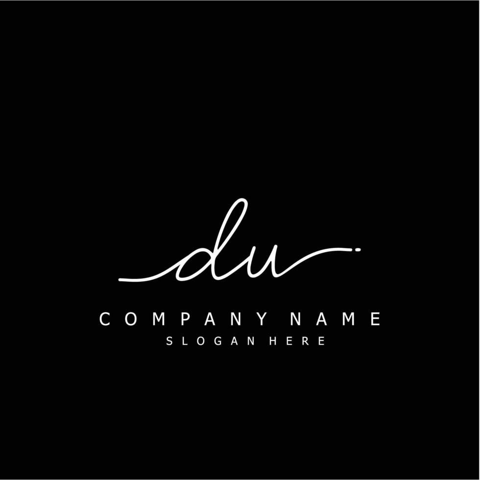 Initial DU handwriting of signature logo vector