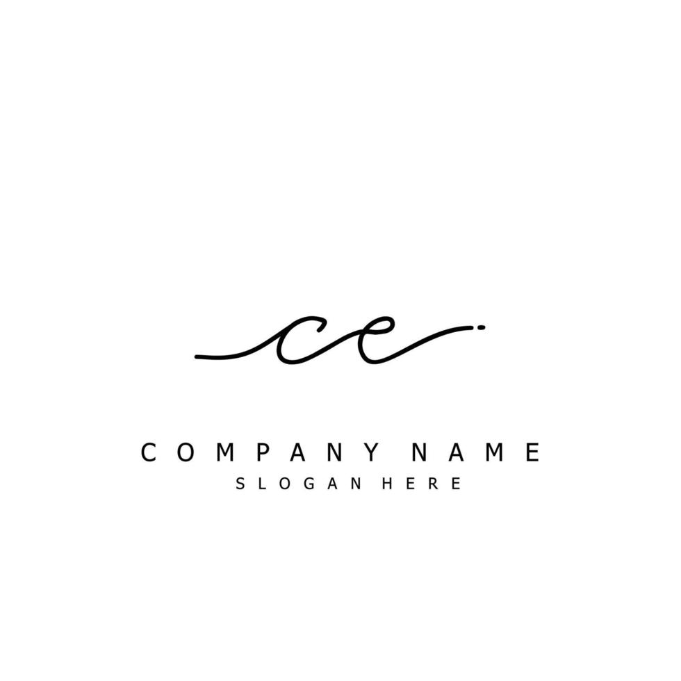 Initial CE handwriting of signature logo vector