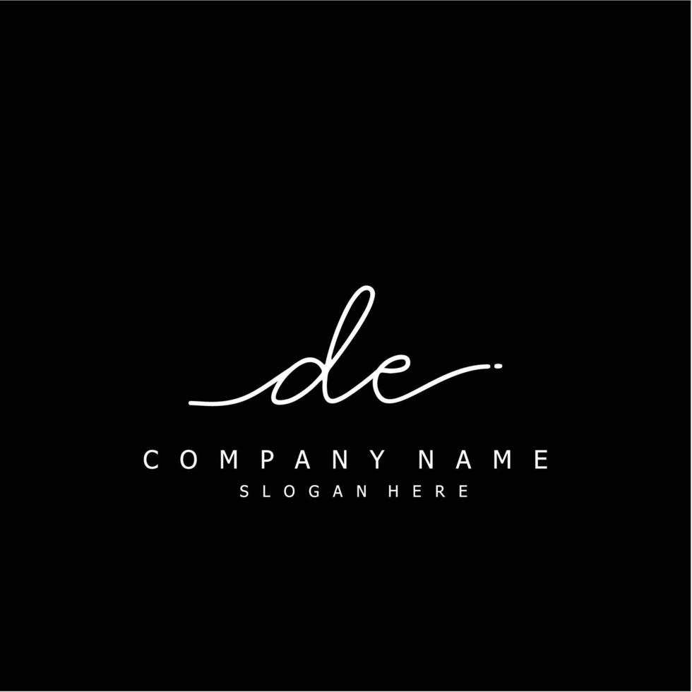 Initial DE handwriting of signature logo vector