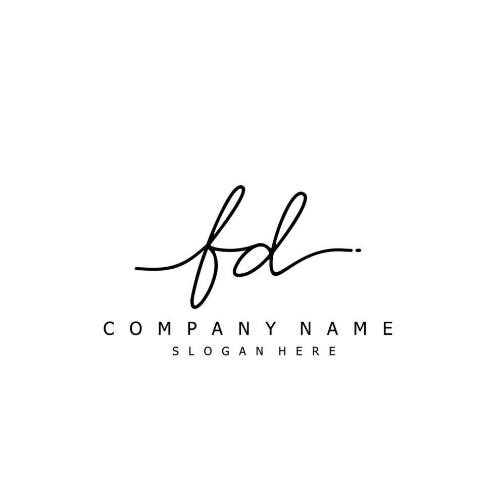 Initial FD handwriting of signature logo vector