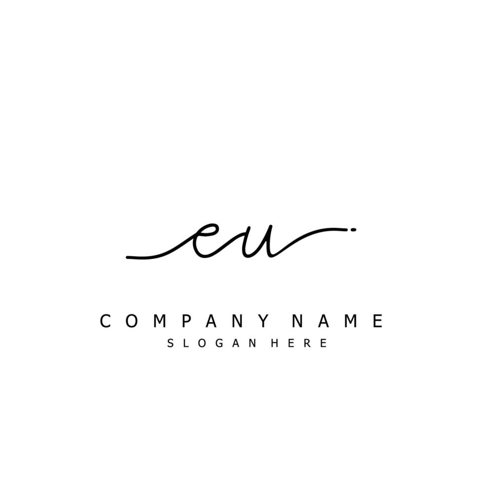 Initial EU handwriting of signature logo vector
