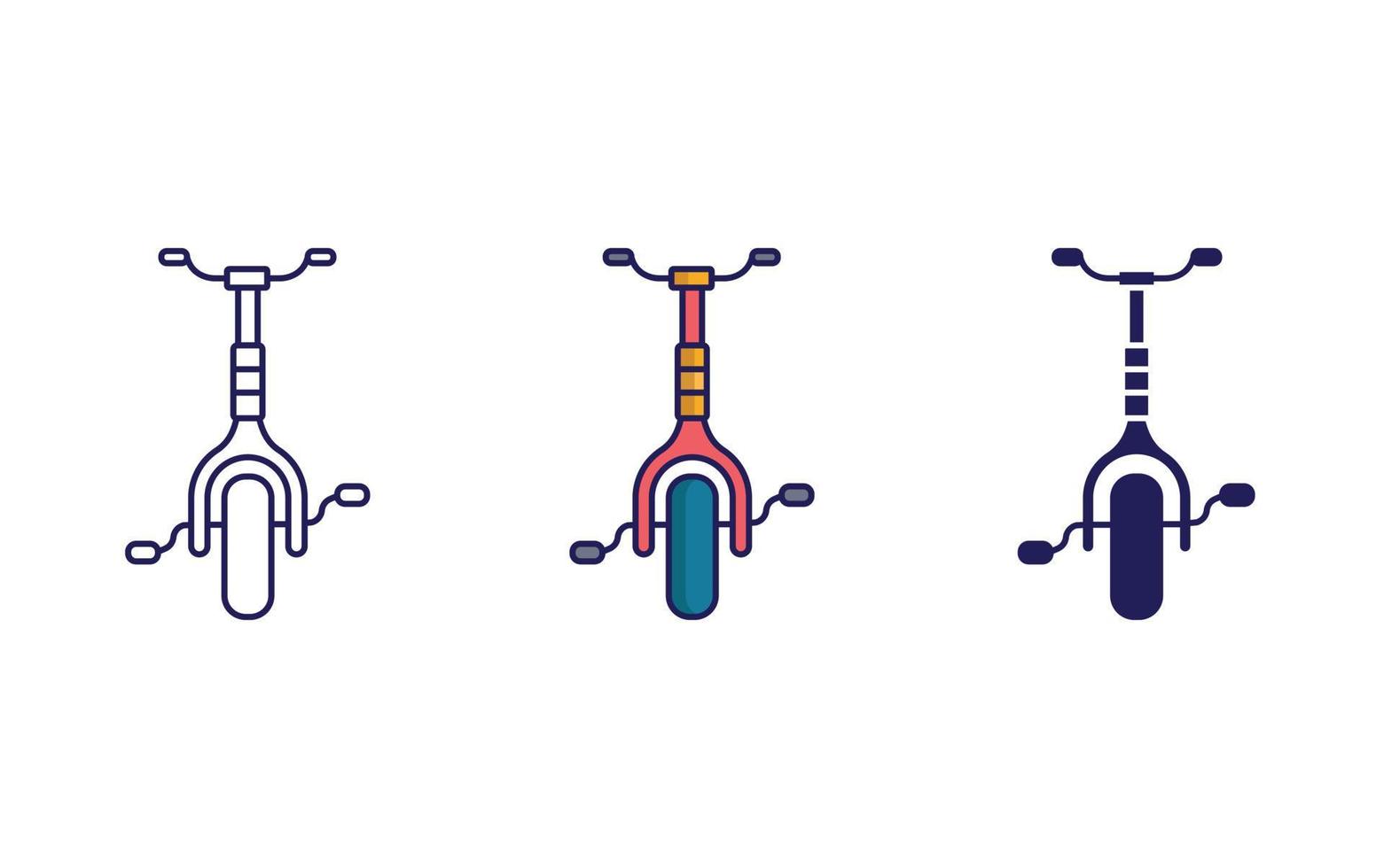 bicicleta línea y sólido ilustración icono vector