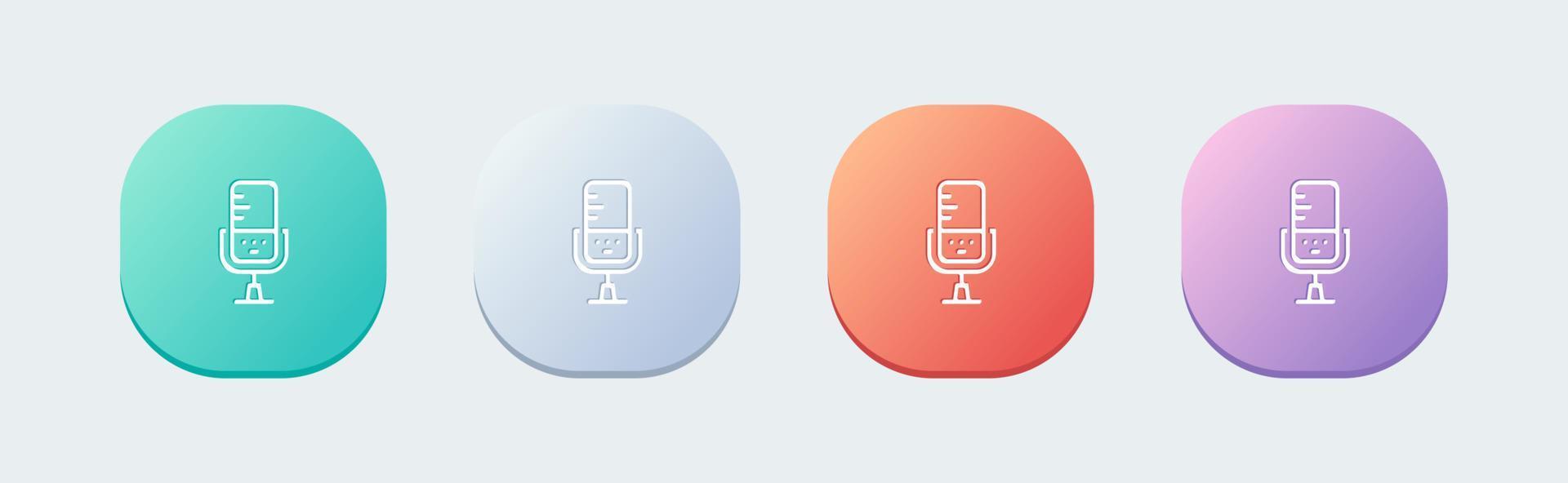 micrófono línea icono en plano diseño estilo. podcast señales vector ilustración