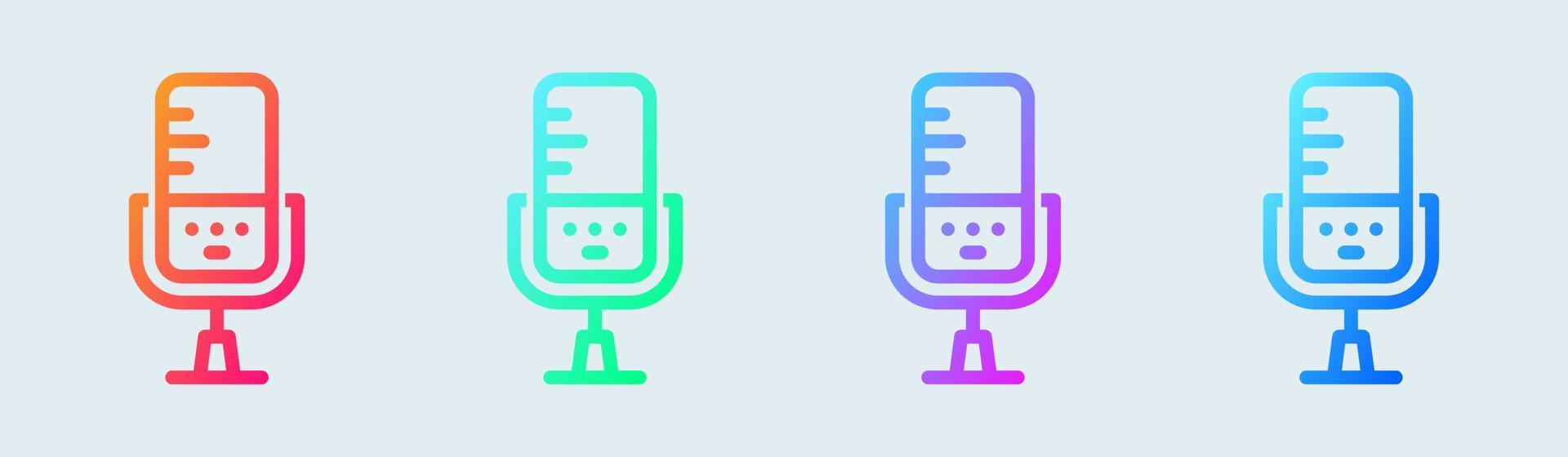 Microphone line icon in gradient colors. Podcast signs vector illustration