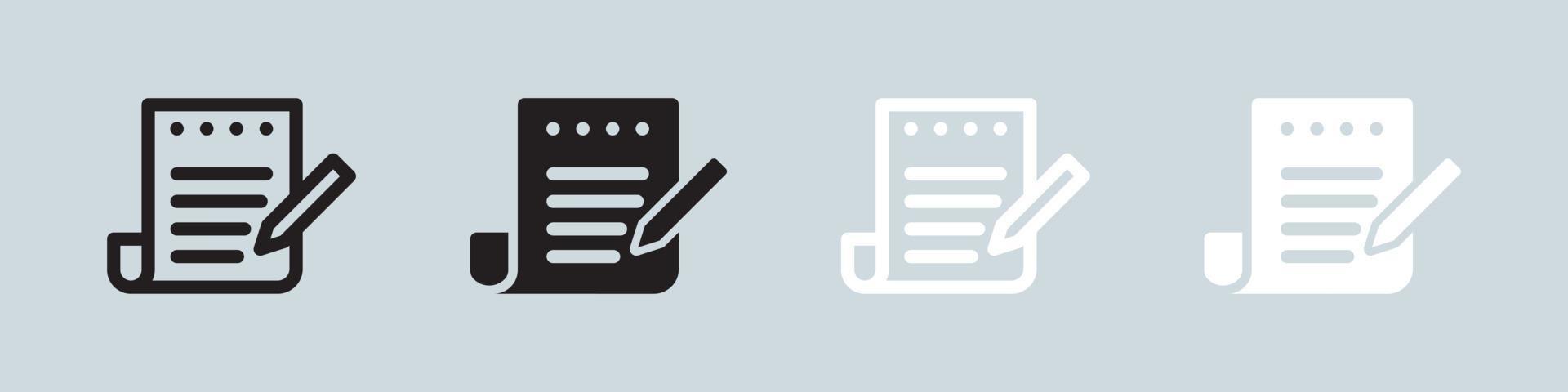 Draft icon set in black and white. Paper signs vector illustration.