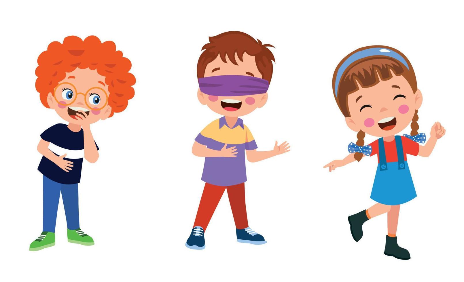 happy cute little kid boy and girl play tag blindfolded vector