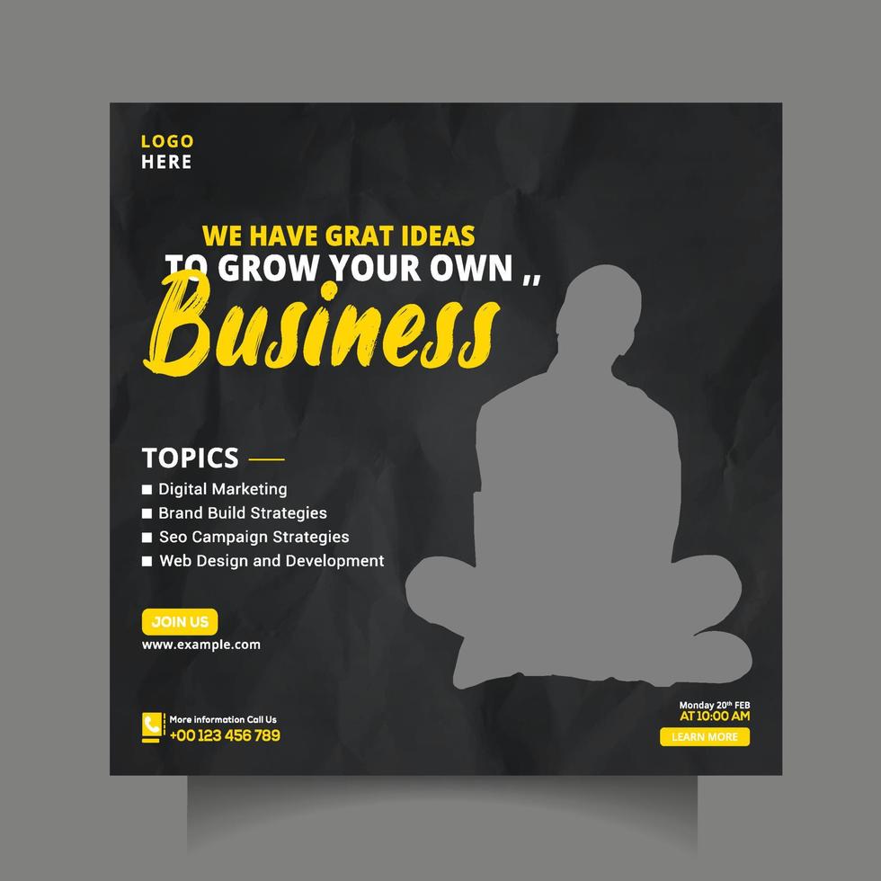Modern Digital Marketing Agency Social Media Post Template Design Free Vector