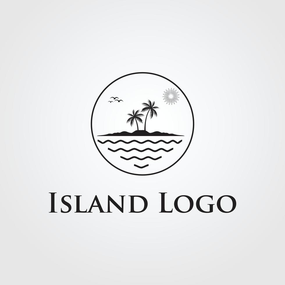 island with palm trees logo design template vector