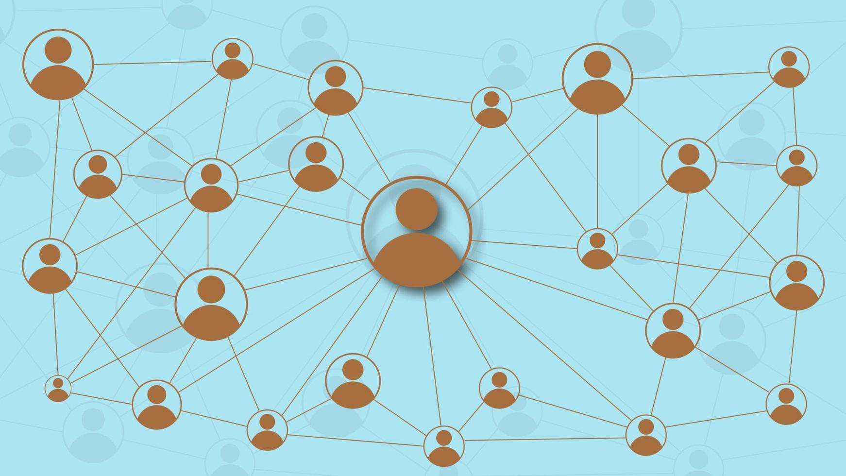 Community social network concept. Social contacts of people or user connected by lines. Vector illustration.
