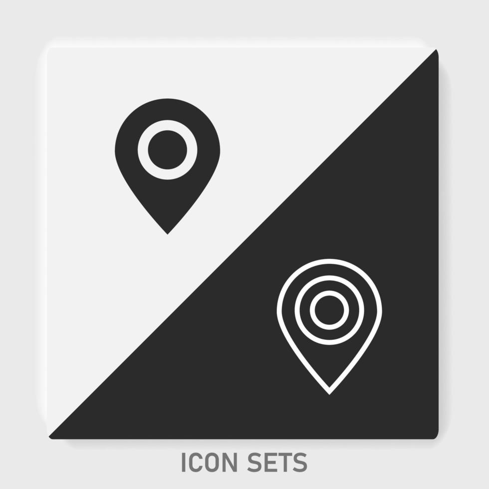 Location Fill Outline Black and White Icon in Vector