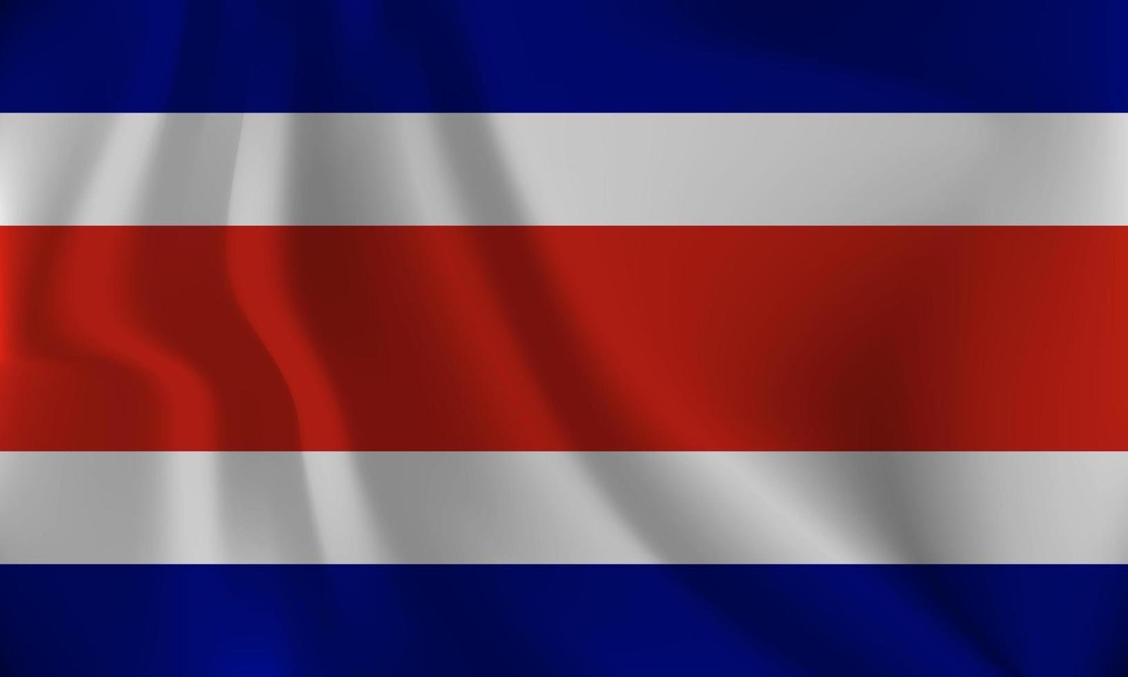 Flag of Costa Rica, with a wavy effect due to the wind. vector