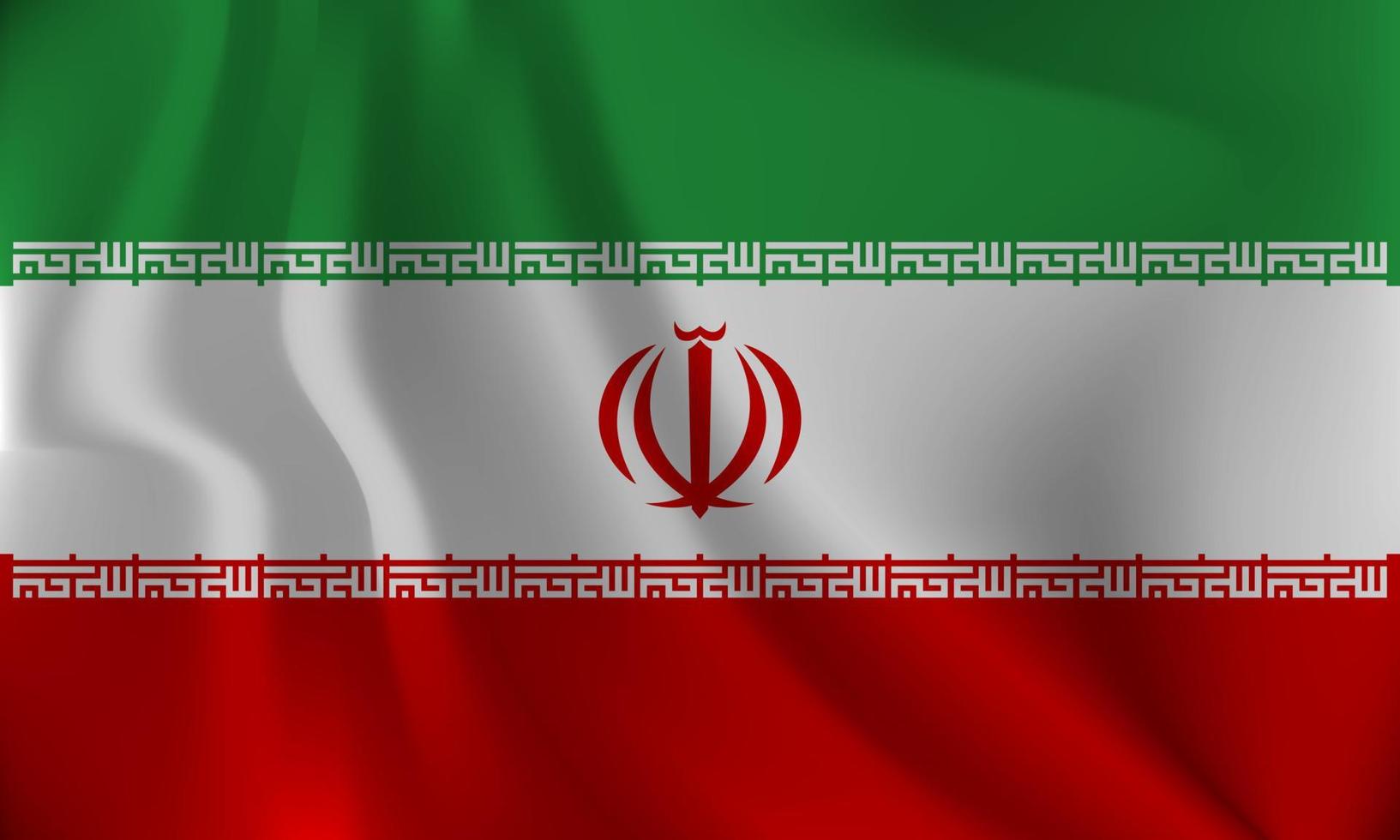 Flag of The Islamic Republic of Iran, with a wavy effect due to the wind. vector