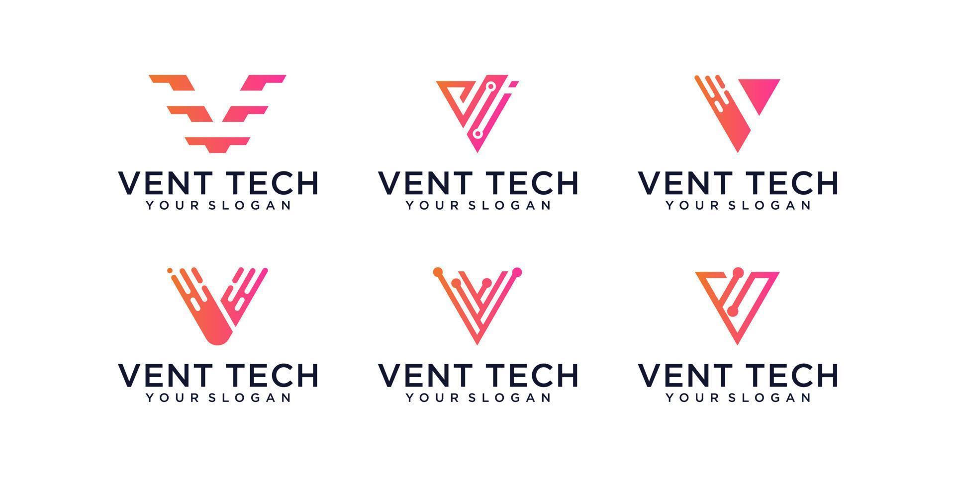 Set of creative monogram letter v logo design inspiration template for consulting, initials, financial companies vector