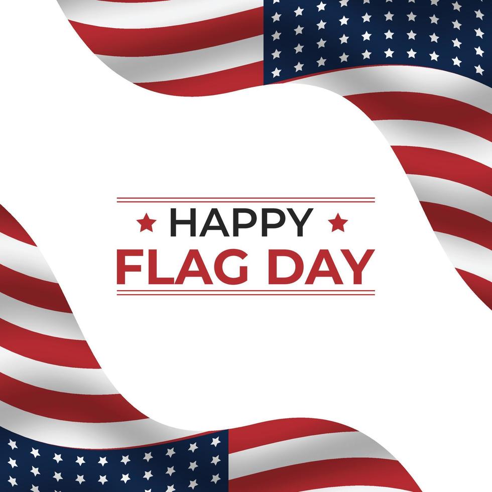 Happy 4th of July USA Independence Day greeting card with waving American national flag and hand lettering text design. Vector illustration