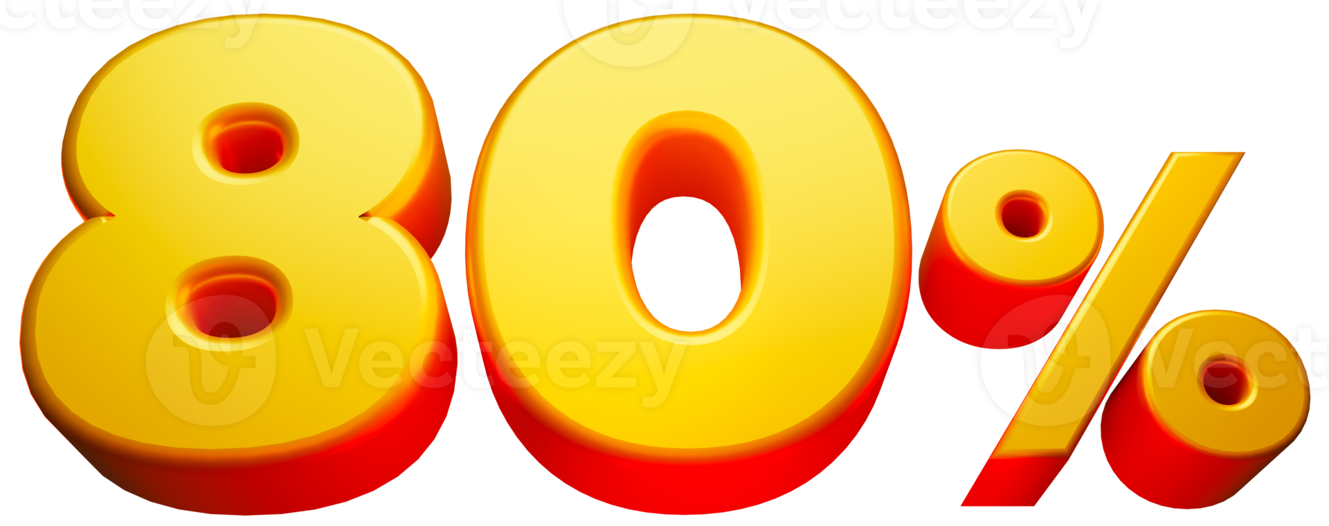 3d render 80 percent icon sign symbol promotion sales discount element illustration png