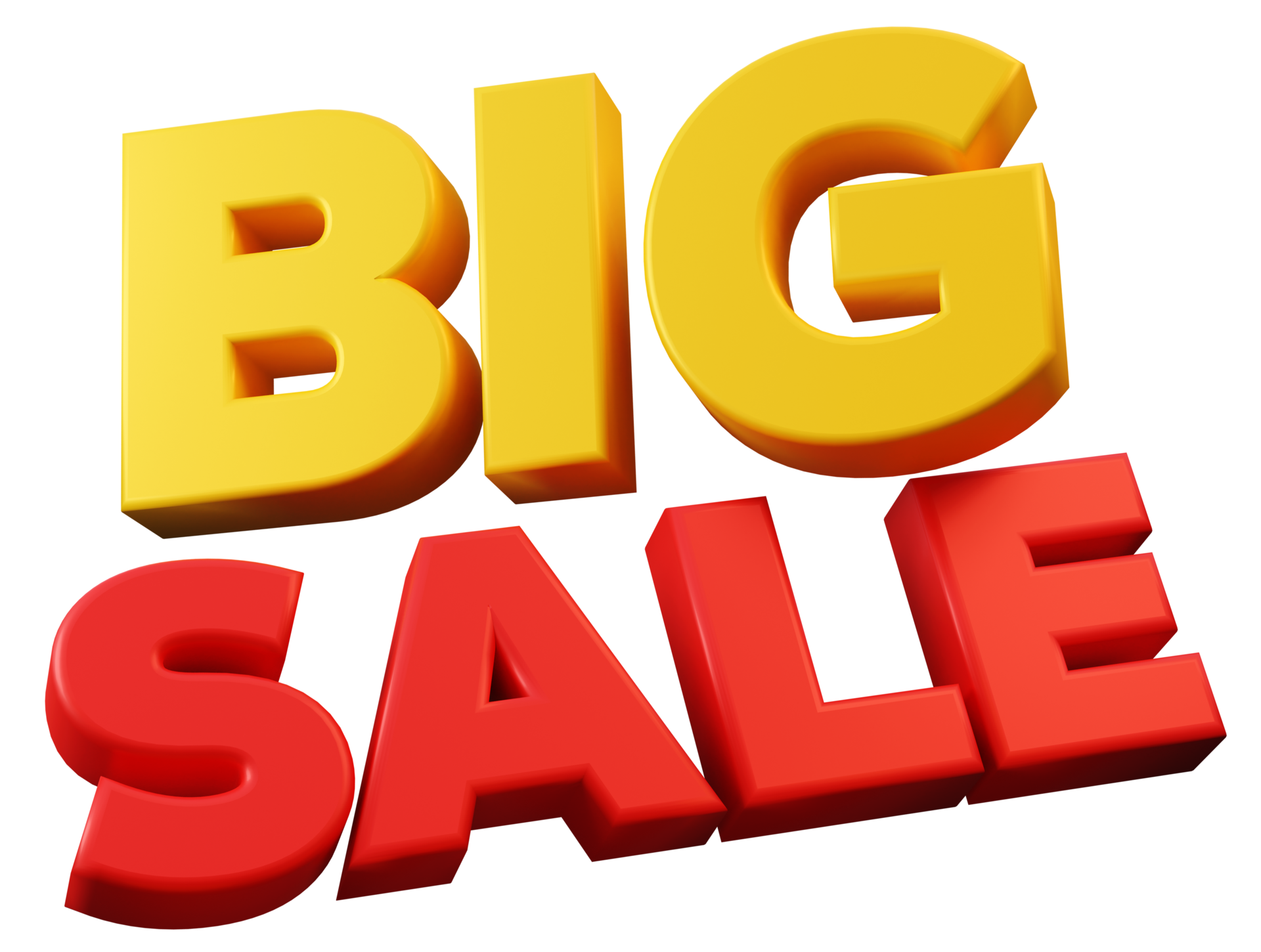 Free Yellow red big sale icon sign for shopping promotion discount 3d