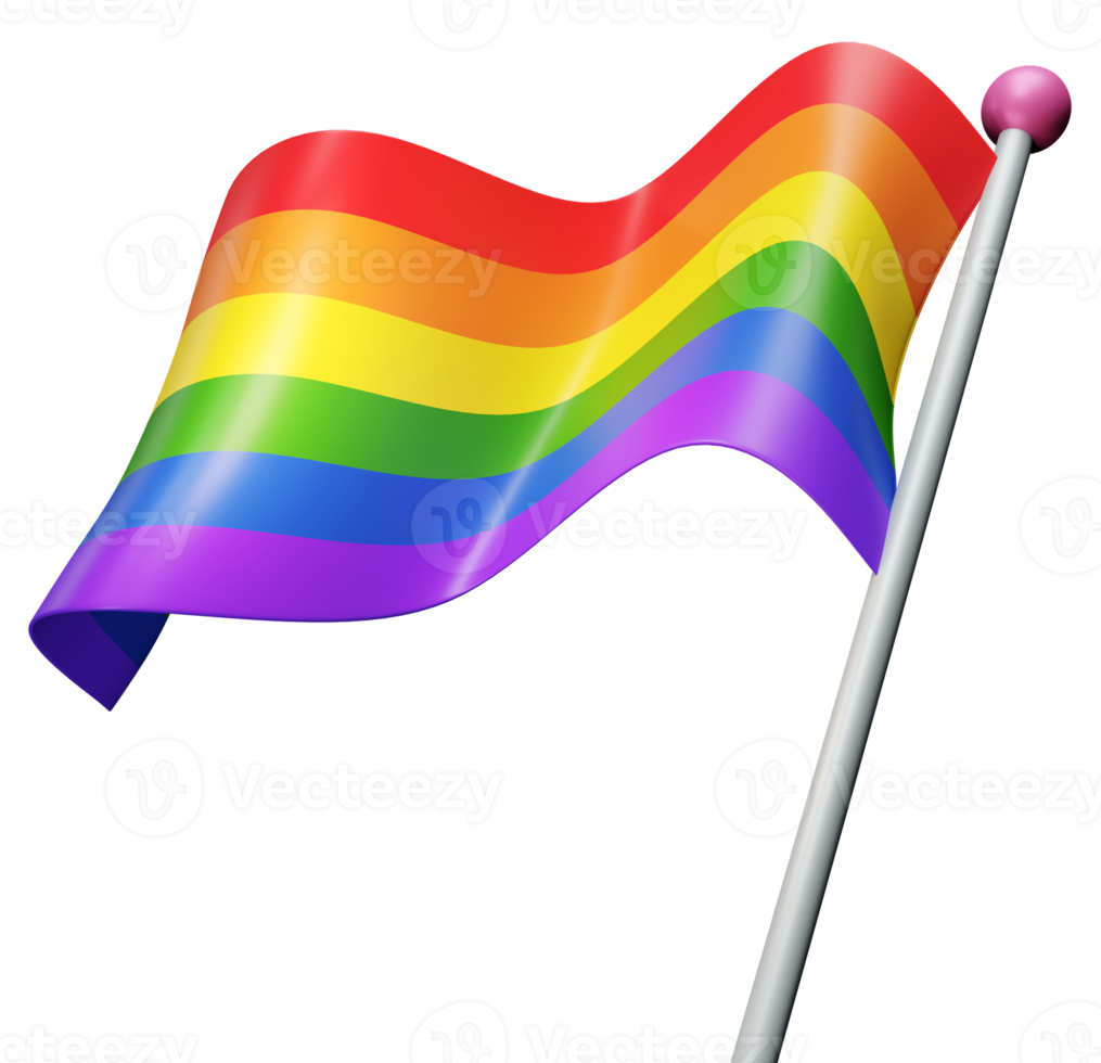 3d colourful LGBT rainbow pride flag illustration png