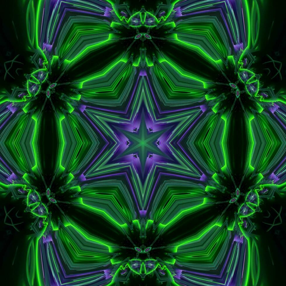 3D illustration of multicolored shiny kaleidoscope ornament photo