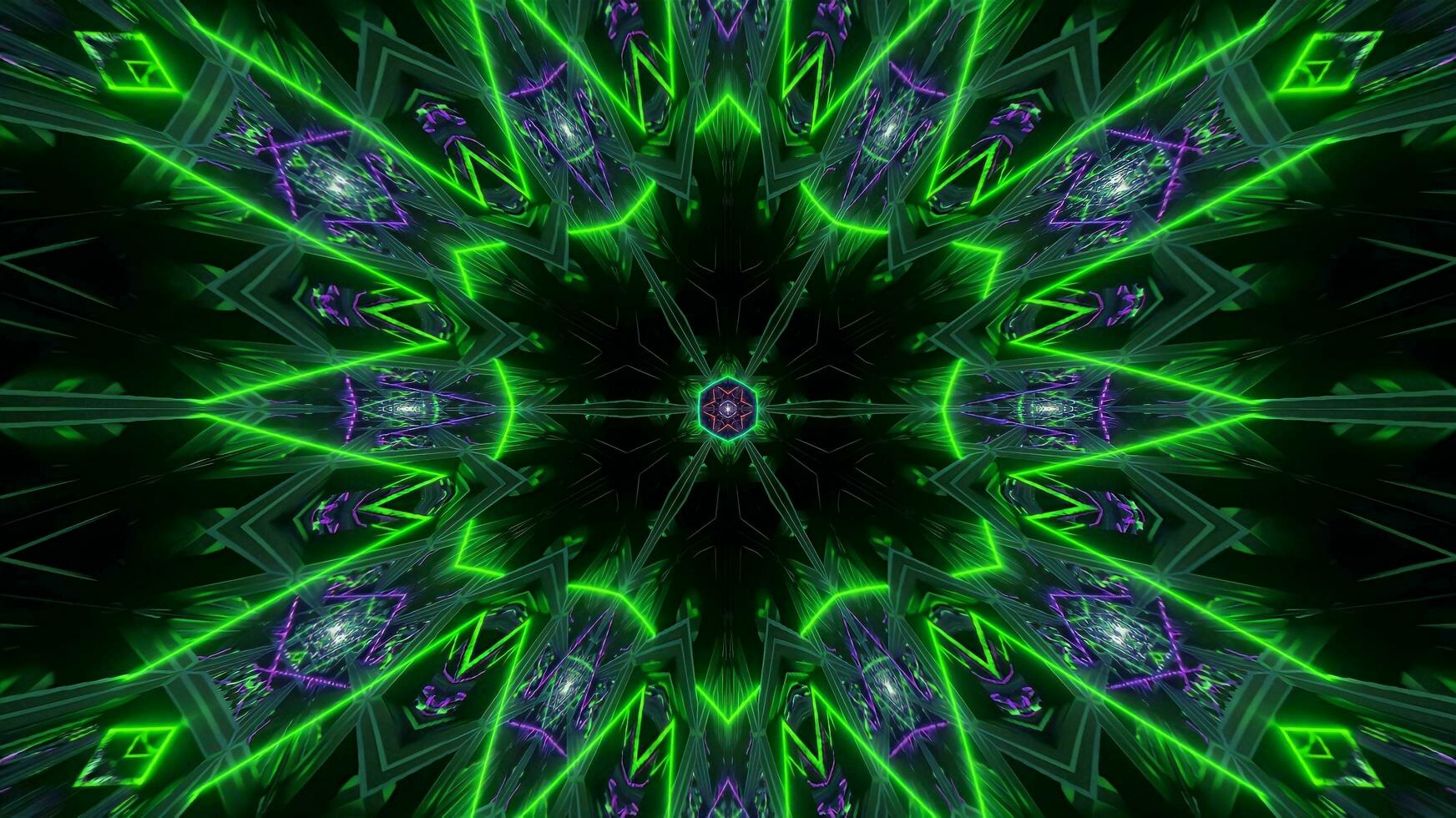 3D illustration of multicolored shiny kaleidoscope ornament photo