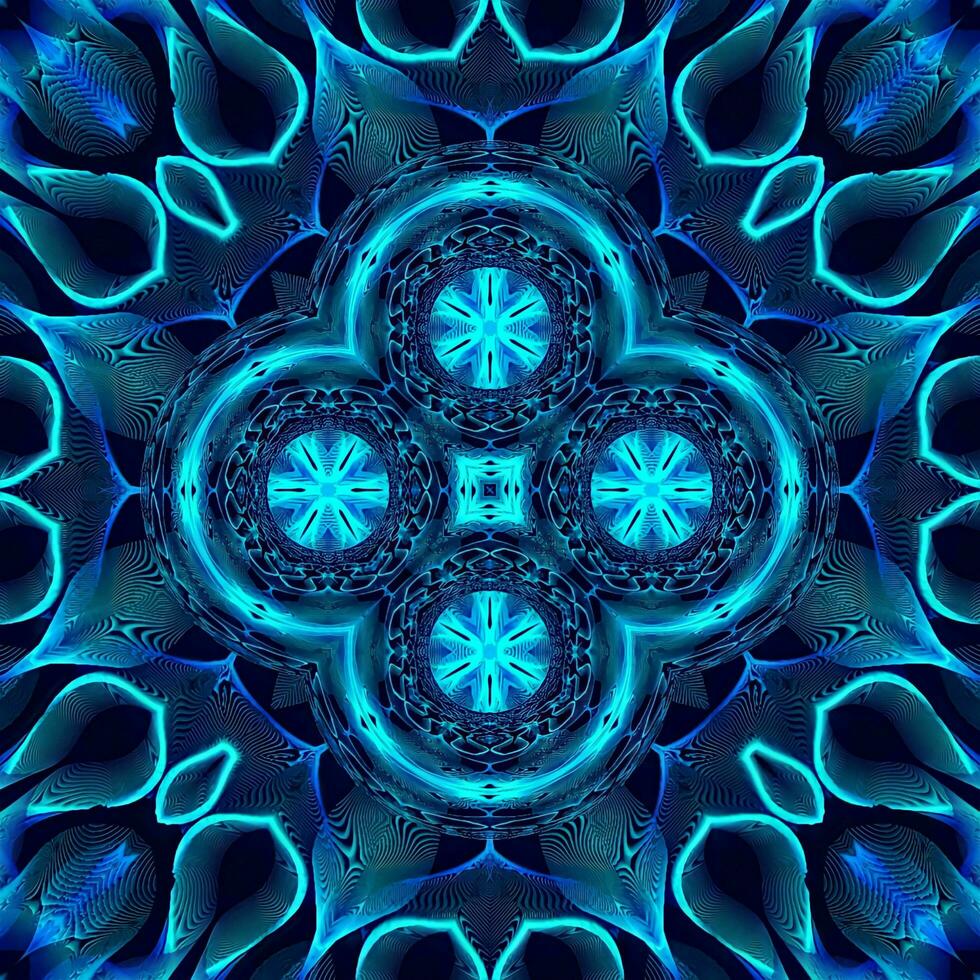 3D illustration of multicolored shiny kaleidoscope ornament photo