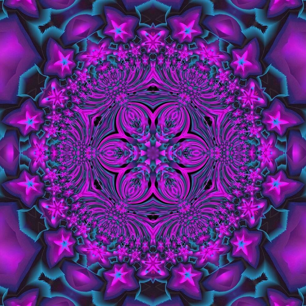 3D illustration of multicolored shiny kaleidoscope ornament photo