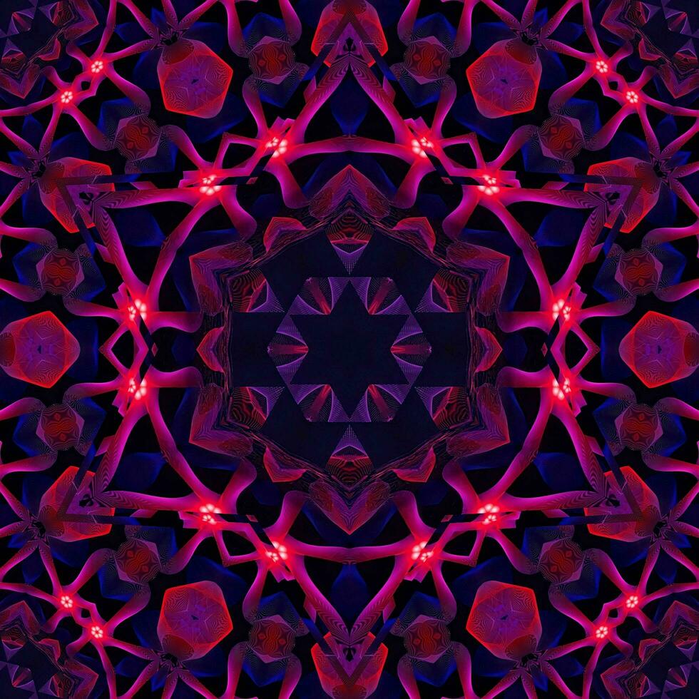 3D illustration of multicolored shiny kaleidoscope ornament photo
