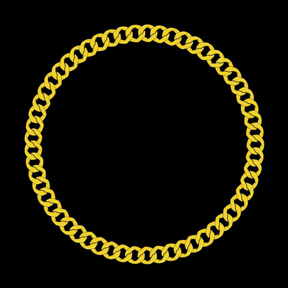 Golden chain round frame and chainlet design element vector