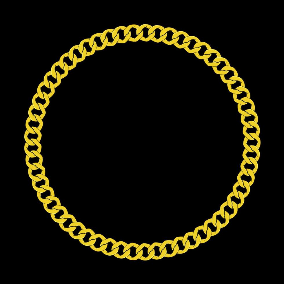 Golden chain round frame and chainlet design element vector