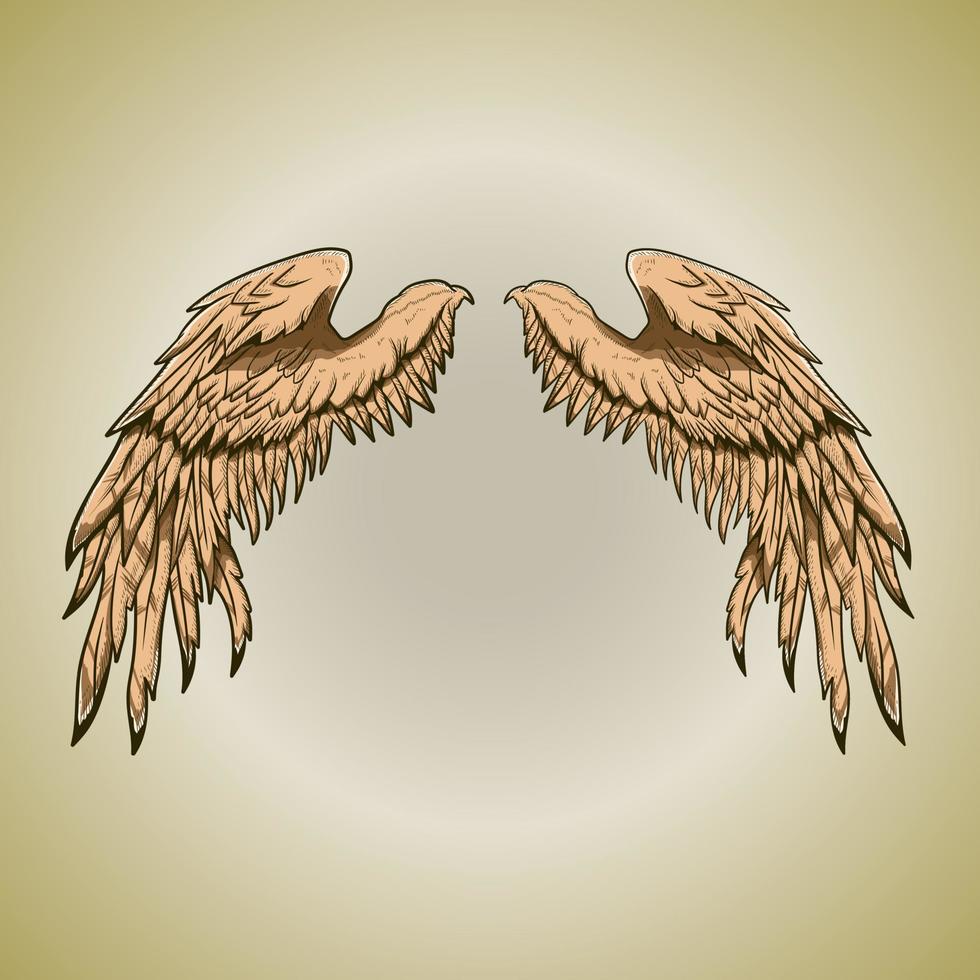 Holy Gold Angel Wing Feather Legendary Bird Vector Illustration Artwork