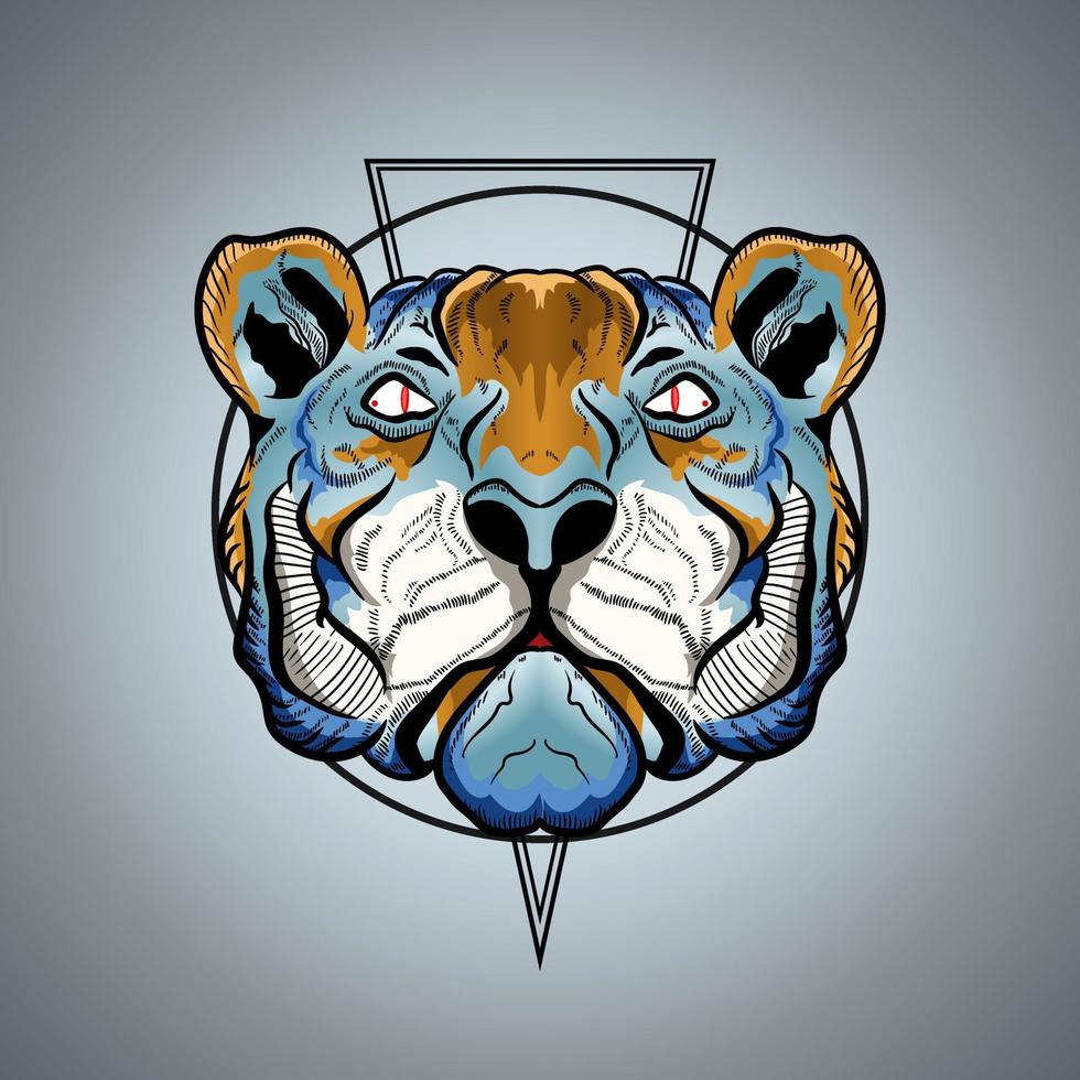 azul único Tigre cara fuerte poderoso animal vector ilustración obra de arte