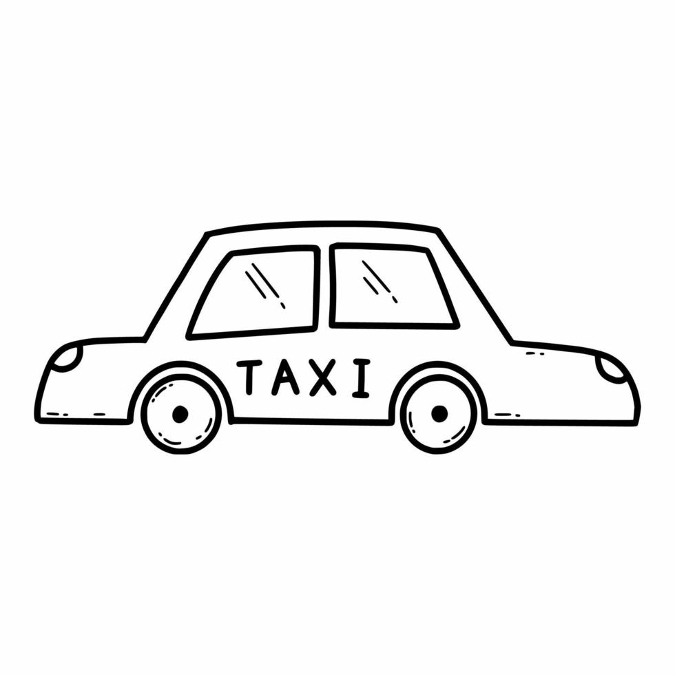 Taxi coche. vector garabatear ilustración. mano dibujado icono.