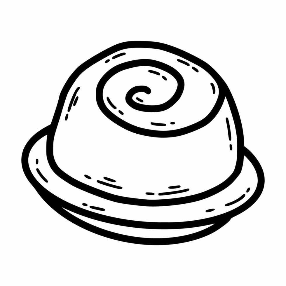 French sweet bun. Bakery products. Vector doodle illustration. Icon for menu.