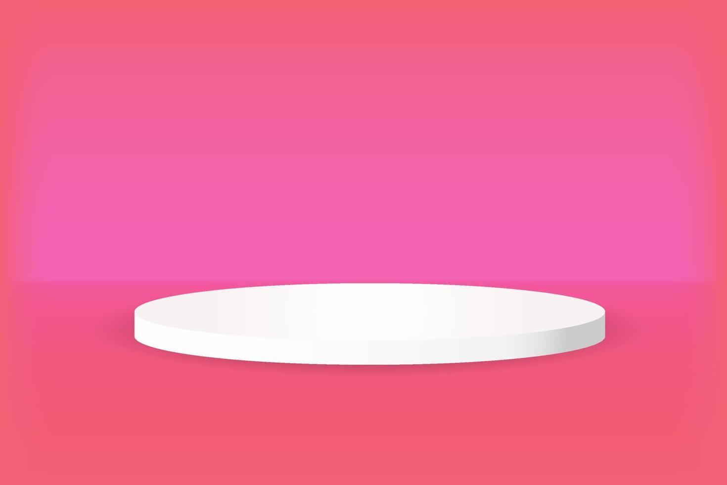 White round podium on pink background. Vector illustration for your design.