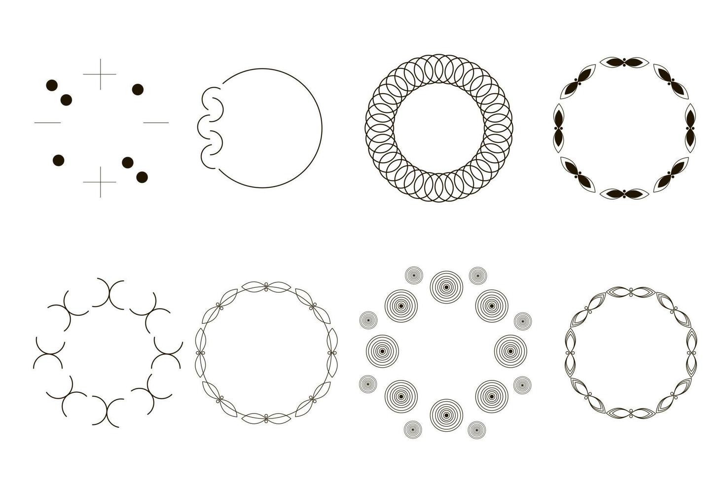 Set of round linear monograms vector