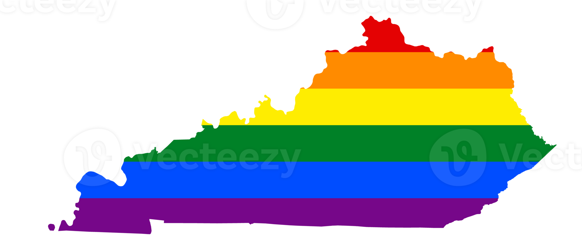 LGBT flag map of the Kentucky. PNG rainbow map of the Kentucky in colors of LGBT