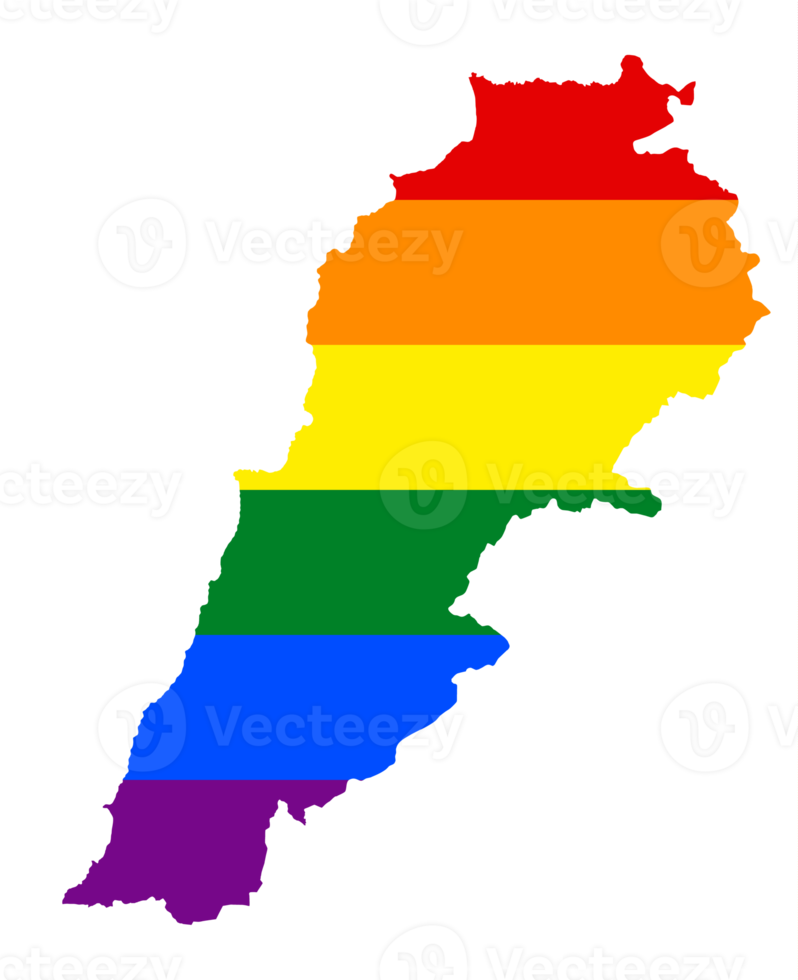 lgbt vlag kaart van de Libanon. PNG regenboog kaart van de Libanon in kleuren van lgbt