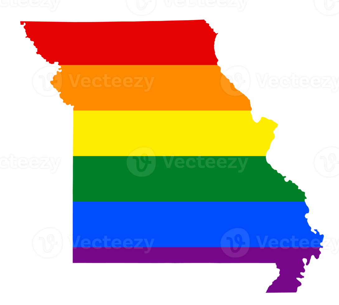 LGBT flag map of the Missouri. PNG rainbow map of the Missouri in colors of LGBT