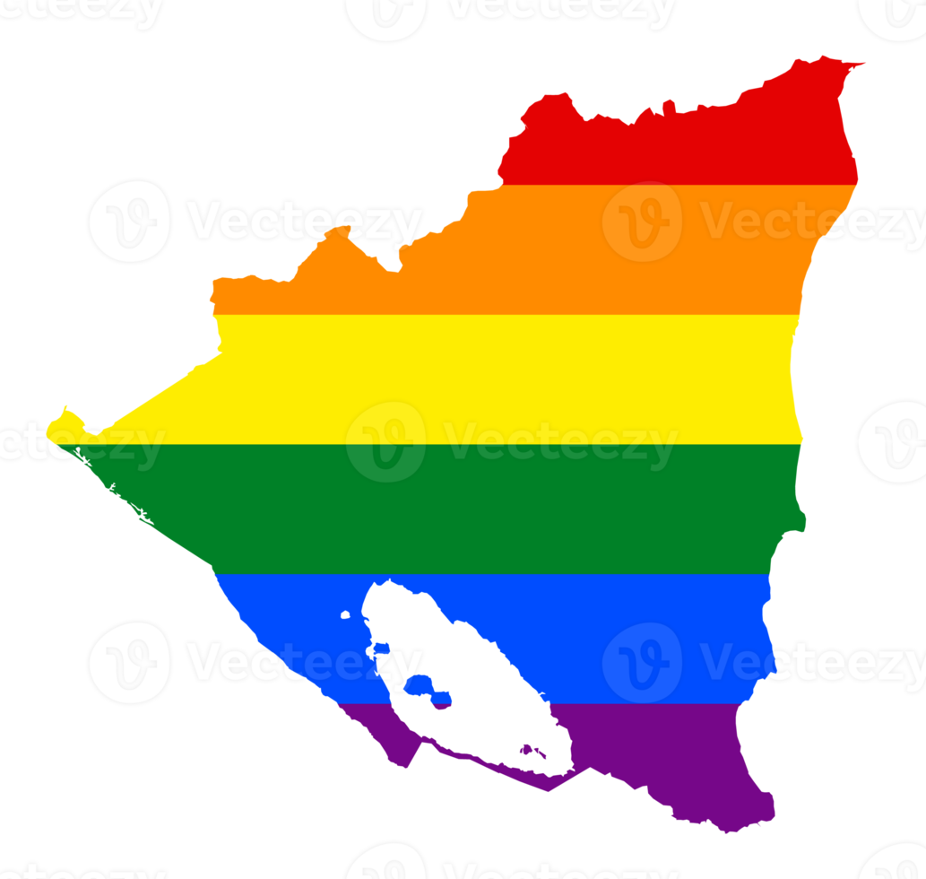 lgbt bandiera carta geografica di il Nicaragua. png arcobaleno carta geografica di il Nicaragua nel colori di lgbt