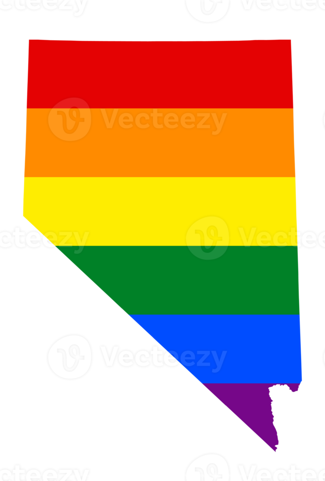 LGBT flag map of the Nevada. PNG rainbow map of the Nevada in colors of LGBT