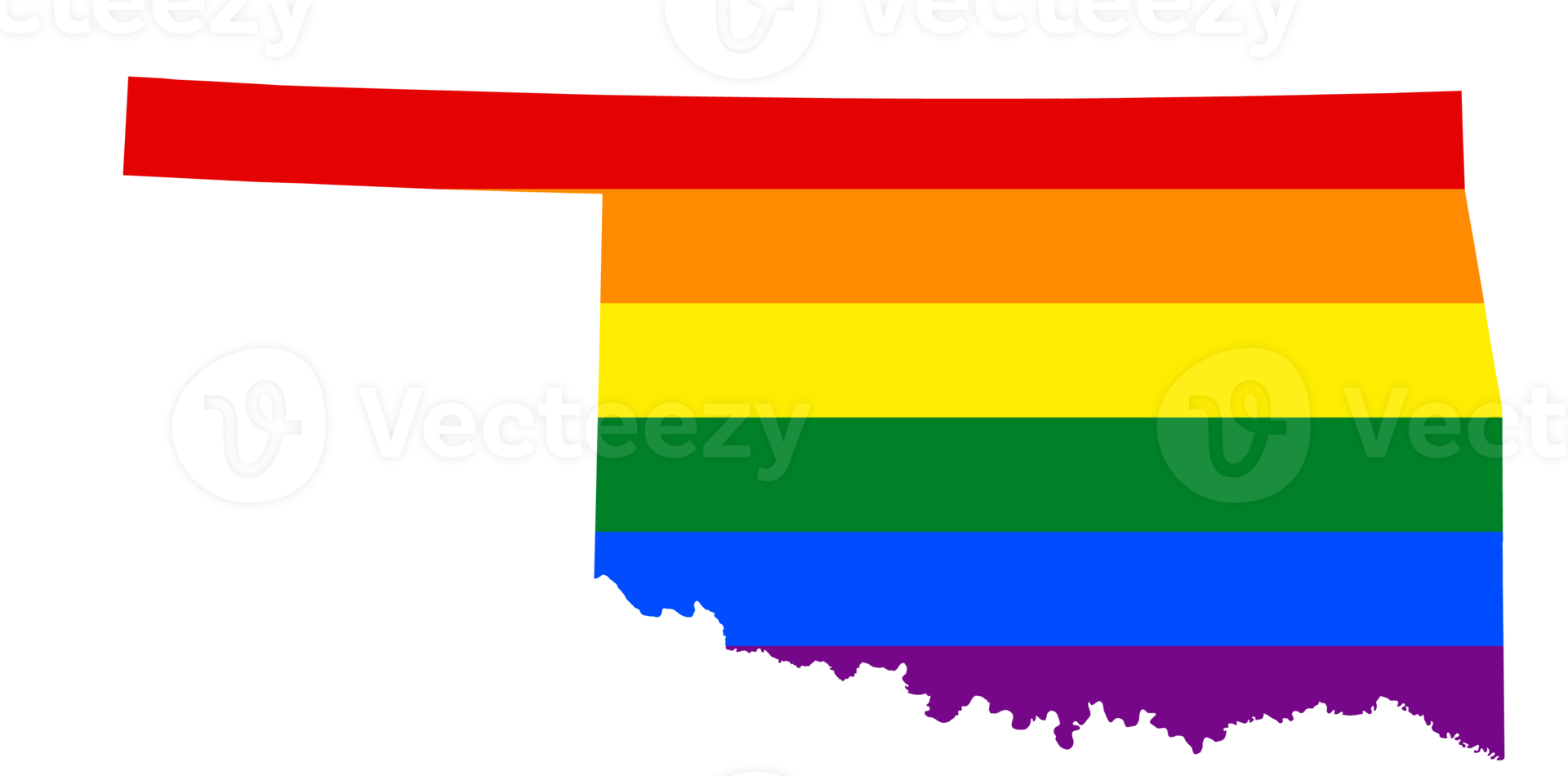 LGBT flag map of the Oklahoma. PNG rainbow map of the Oklahoma in colors of LGBT