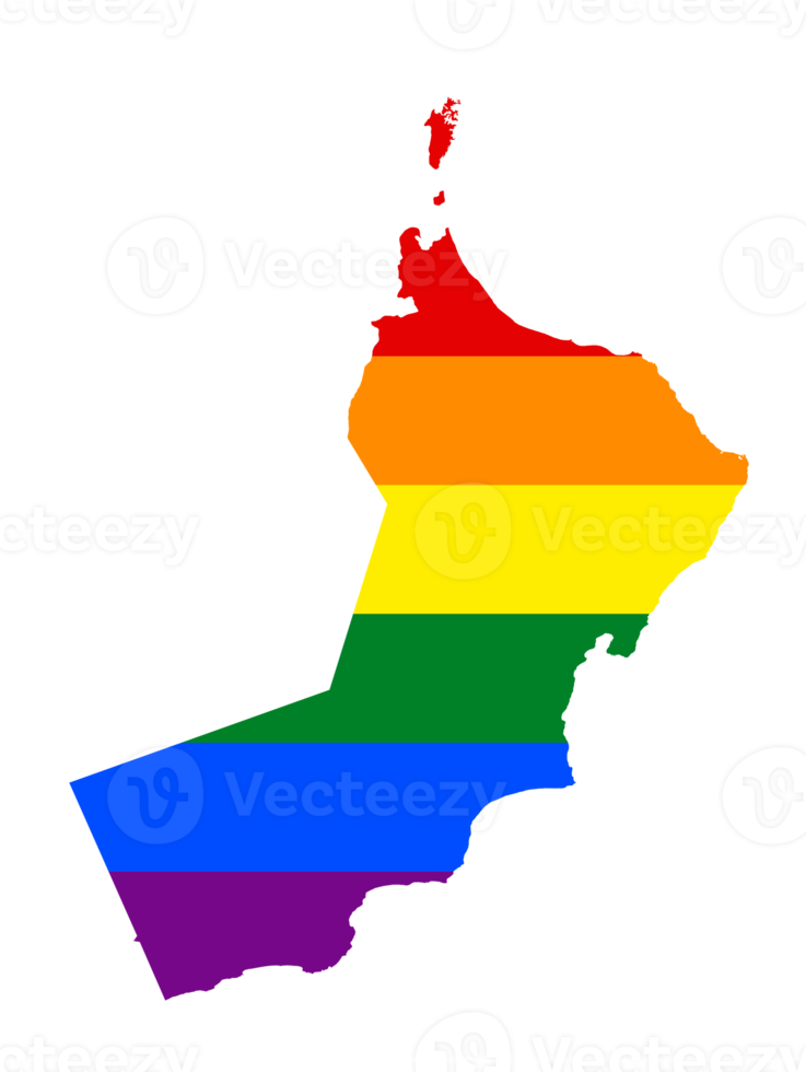 lgbt bandeira mapa do a Omã. png arco Iris mapa do a Omã dentro cores do lgbt