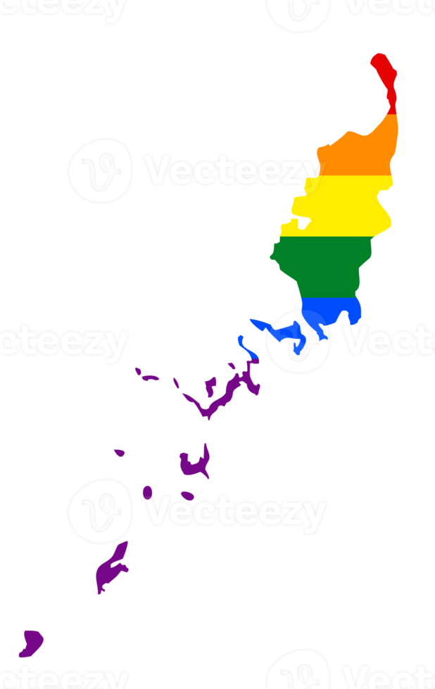 LGBT flag map of the Palau. PNG rainbow map of the Palau in colors of LGBT