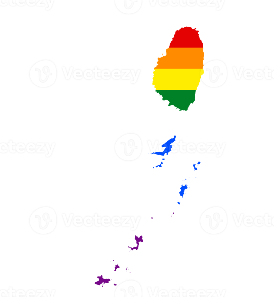 lgbt drapeau carte de le Saint Vincent et le grenadines. png arc en ciel carte dans couleurs de lgbt